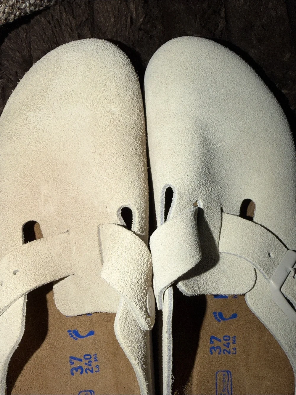Birkenstock Boston Clog   Suede Clog in Off-White